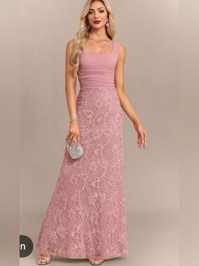 JJ's House Mercan Pink Stretch Crepe Maxi Dress Pink Small